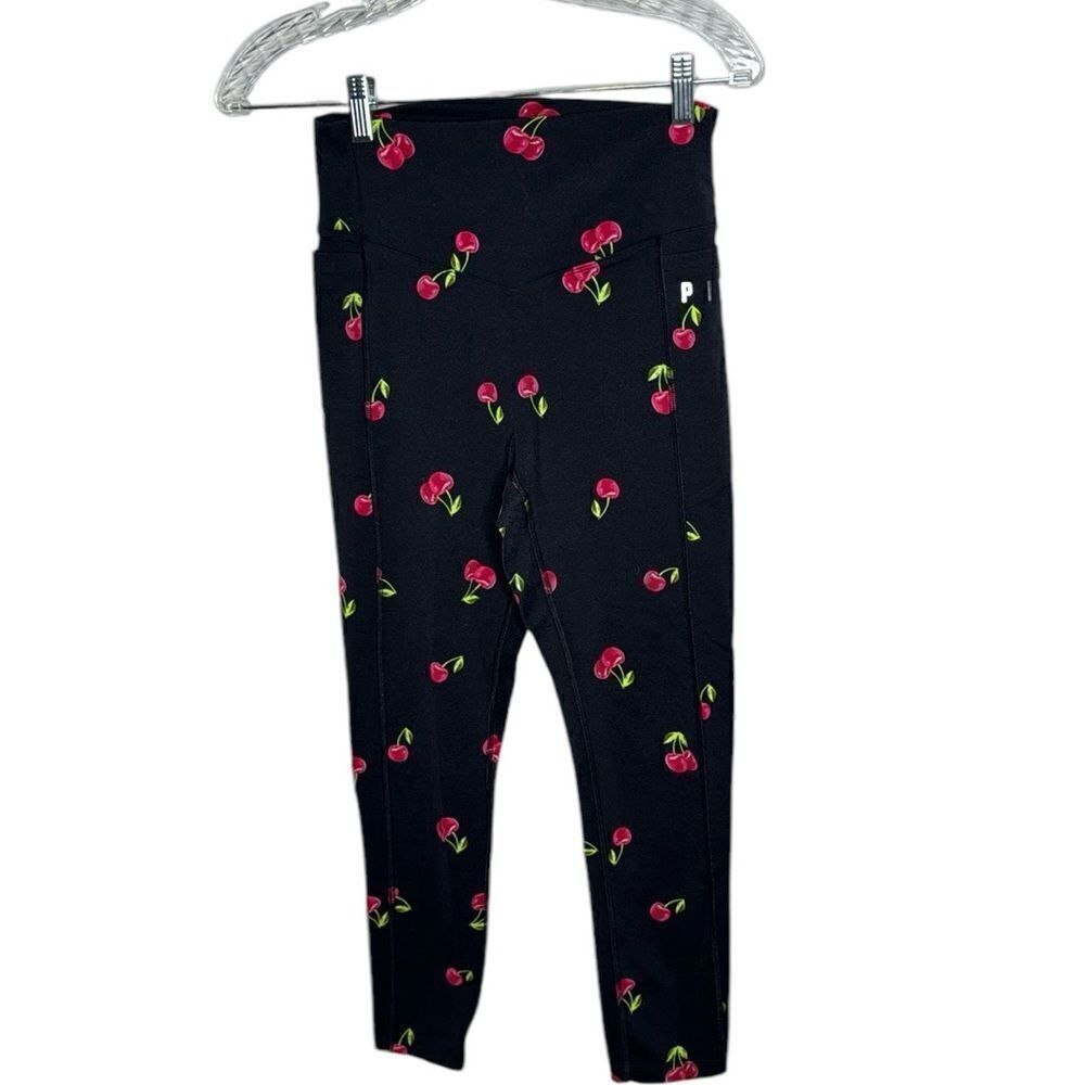 Victoria Secret Pink Ultimate Cherry Print Side Pocket Leggings. Size Small.